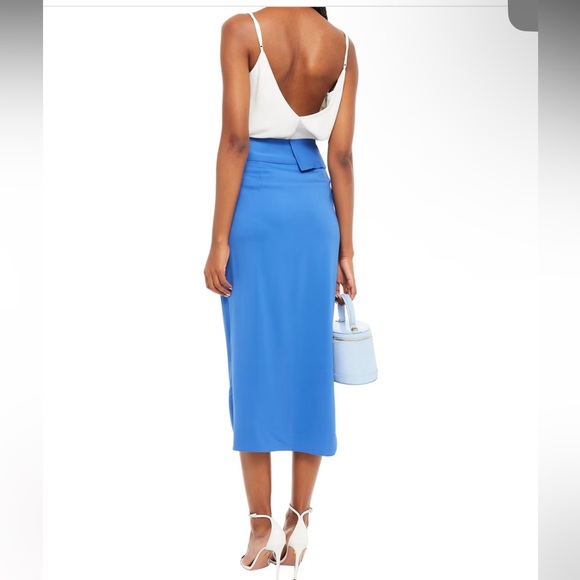 NWT Michelle Mason Wrap-effect satin-crepe midi skirt in Periwinkle - size 4 - Picture 2 of 7